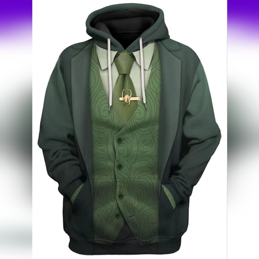 Loki Cosplay Hoodie Halloween Superhero Costume 3D Print Pullover Sweatshirt L